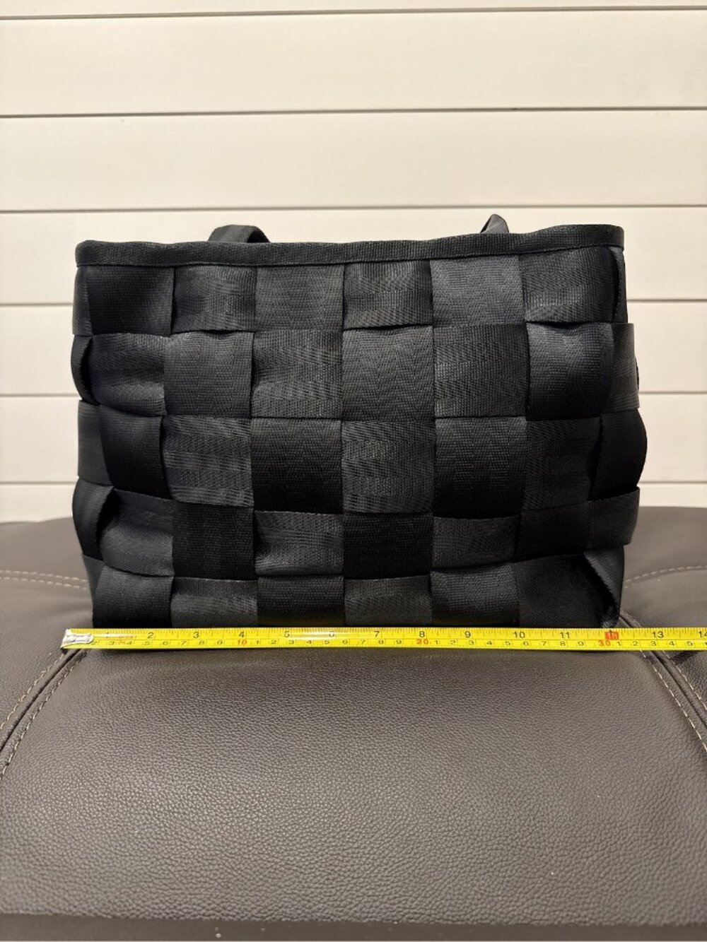 Harveys Original Seatbelt Bag Large Tote Black Woven Made in USA - Picture 9 of 11